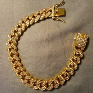 Gold plate rimhstone anklet bracelet